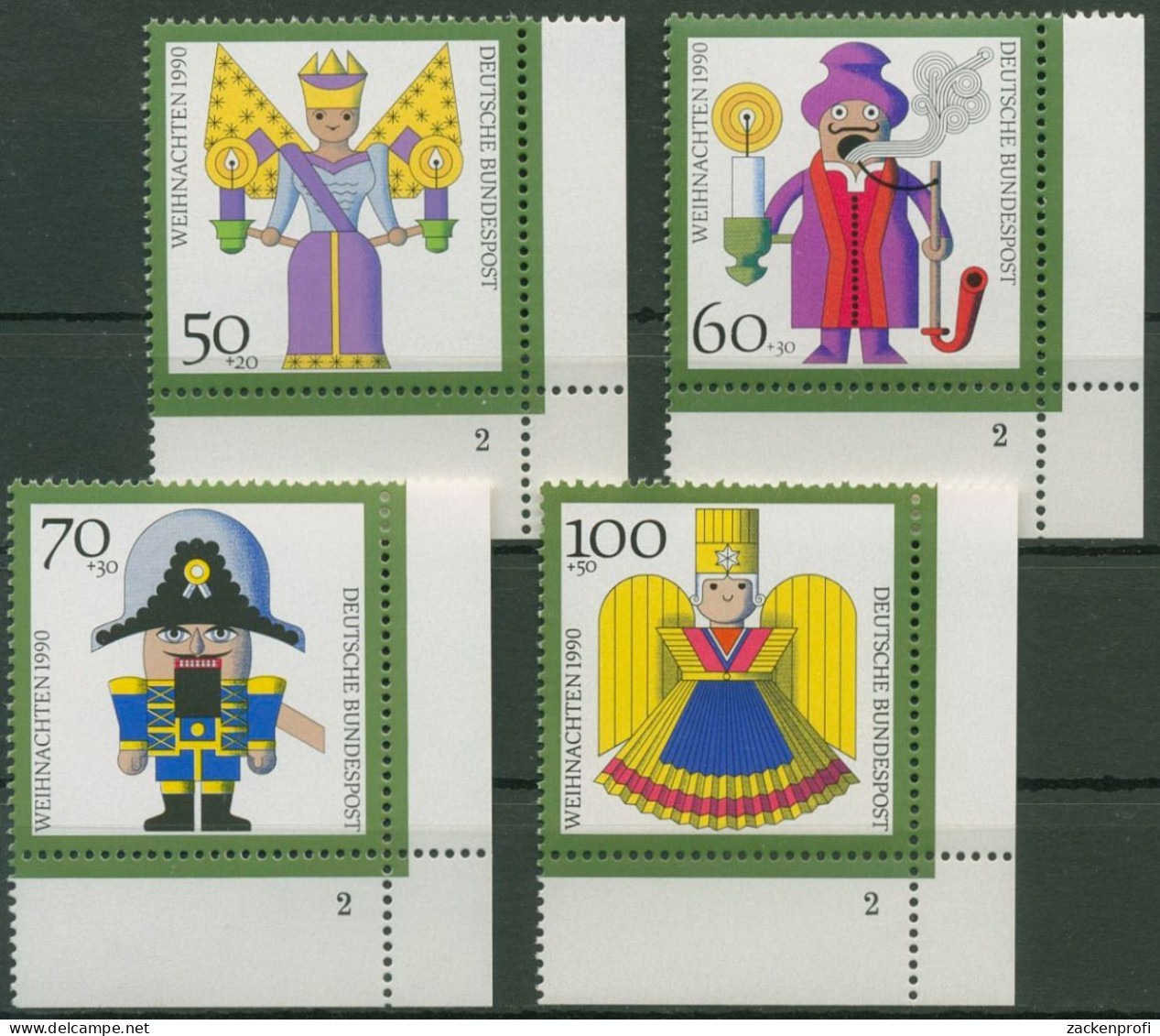 Bund 1990 Weihnachten: Kunsthandwerk 1484/87 Ecke 4 FN 2 Postfrisch (E779) - Unused Stamps