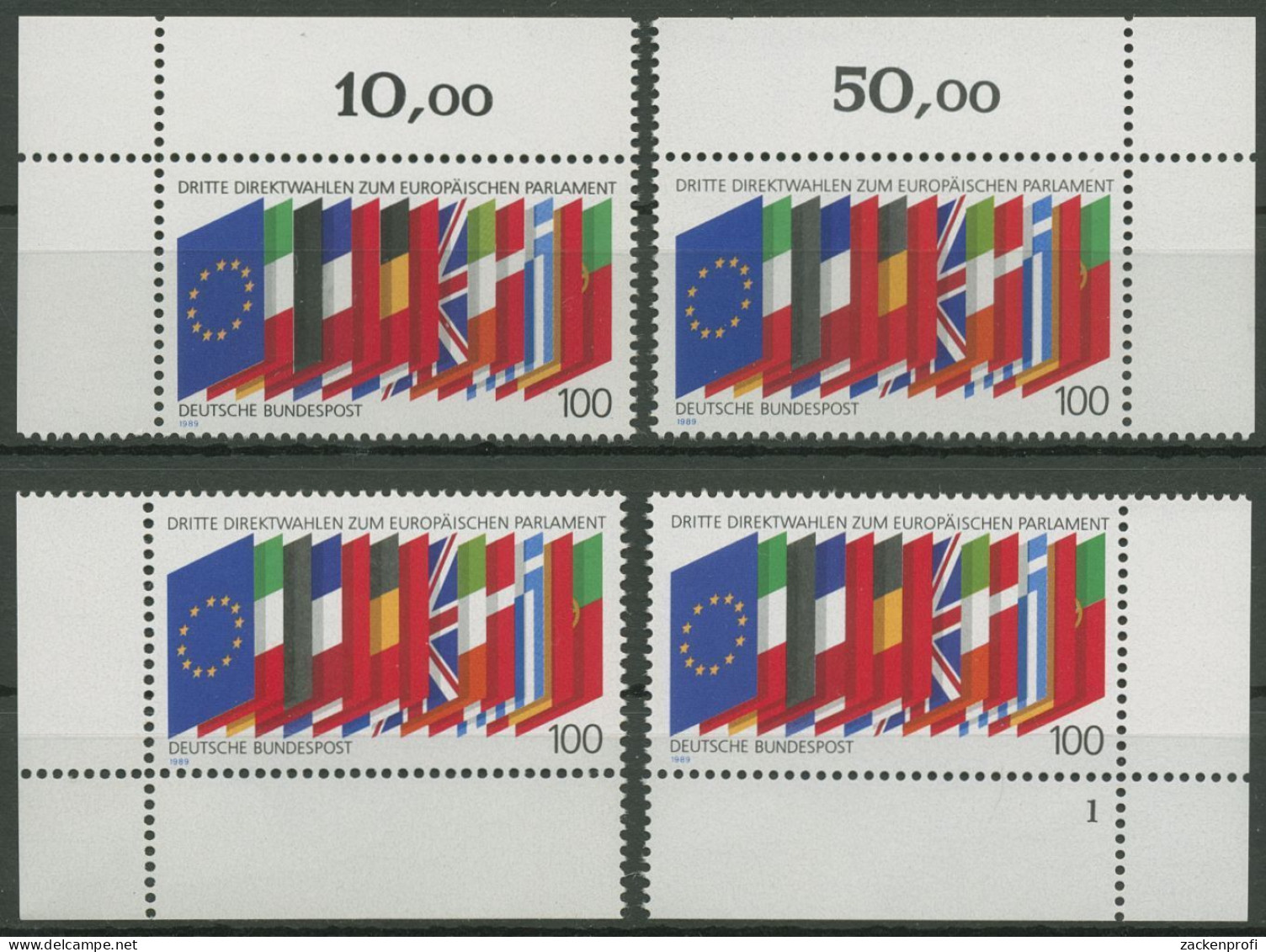 Bund 1989 Direktwahlen Zum Europ. Parlament 1416 Alle 4 Ecken Postfrisch (E656) - Neufs