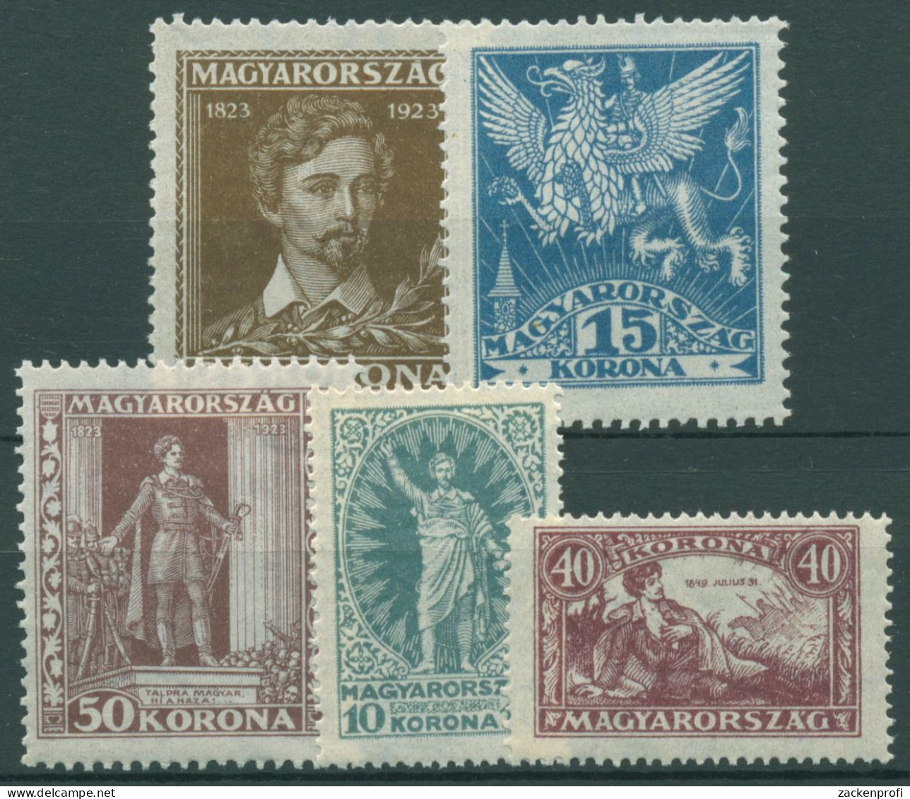 Ungarn 1923 100. Geburtstag Von Dichter Sándor Petofi 369/73 Postfrisch - Nuevos