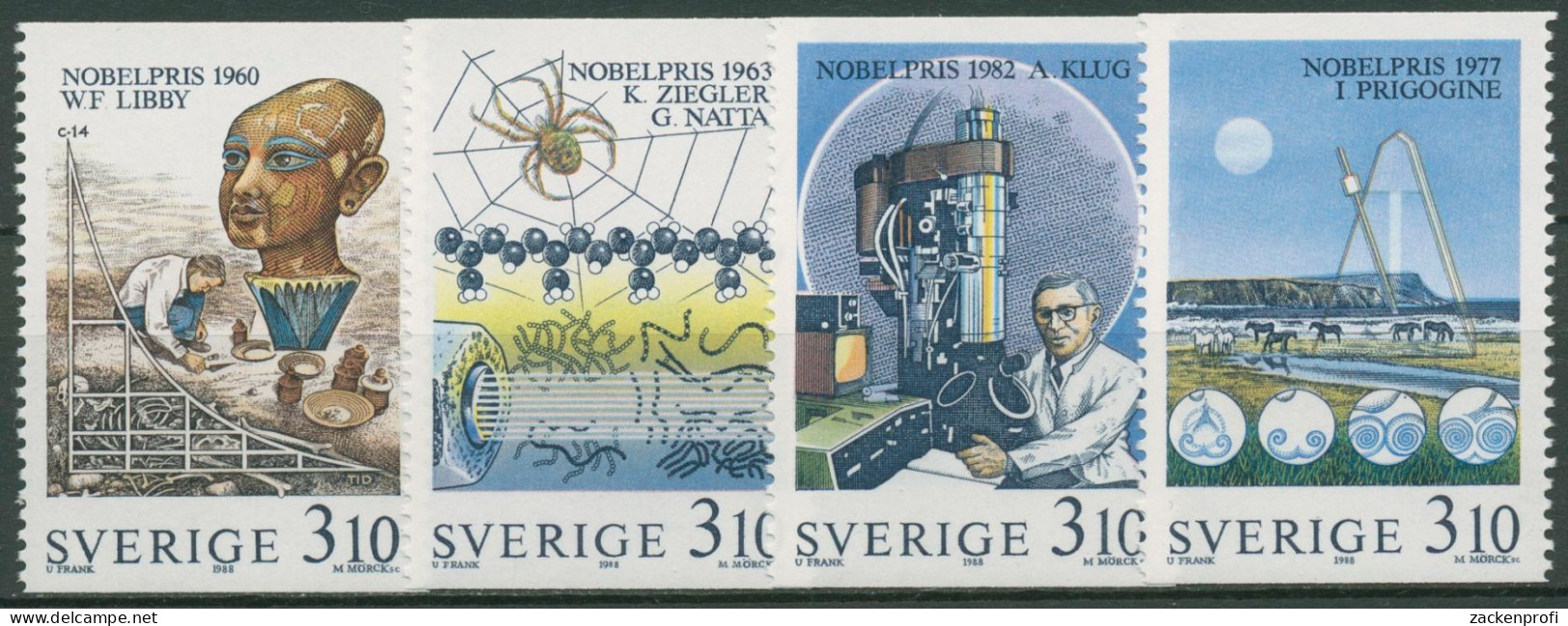 Schweden 1988 Nobelpreis Chemie 1516/19 Postfrisch - Nuevos