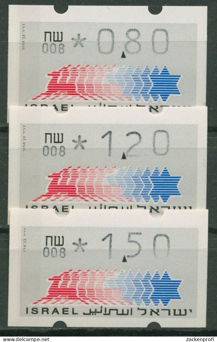 Israel ATM 1990 Hirsch Automat 008 Porto-Satz 3 Werte ATM 3.5.4 S 5 Postfrisch - Vignettes D'affranchissement (Frama)