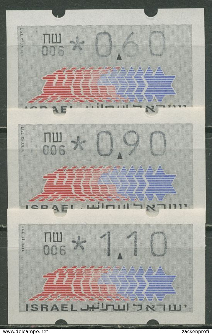 Israel ATM 1990 Hirsch Automat 006 Porto-Satz 3 Werte ATM 3.3.6 S 2 Postfrisch - Viñetas De Franqueo (Frama)