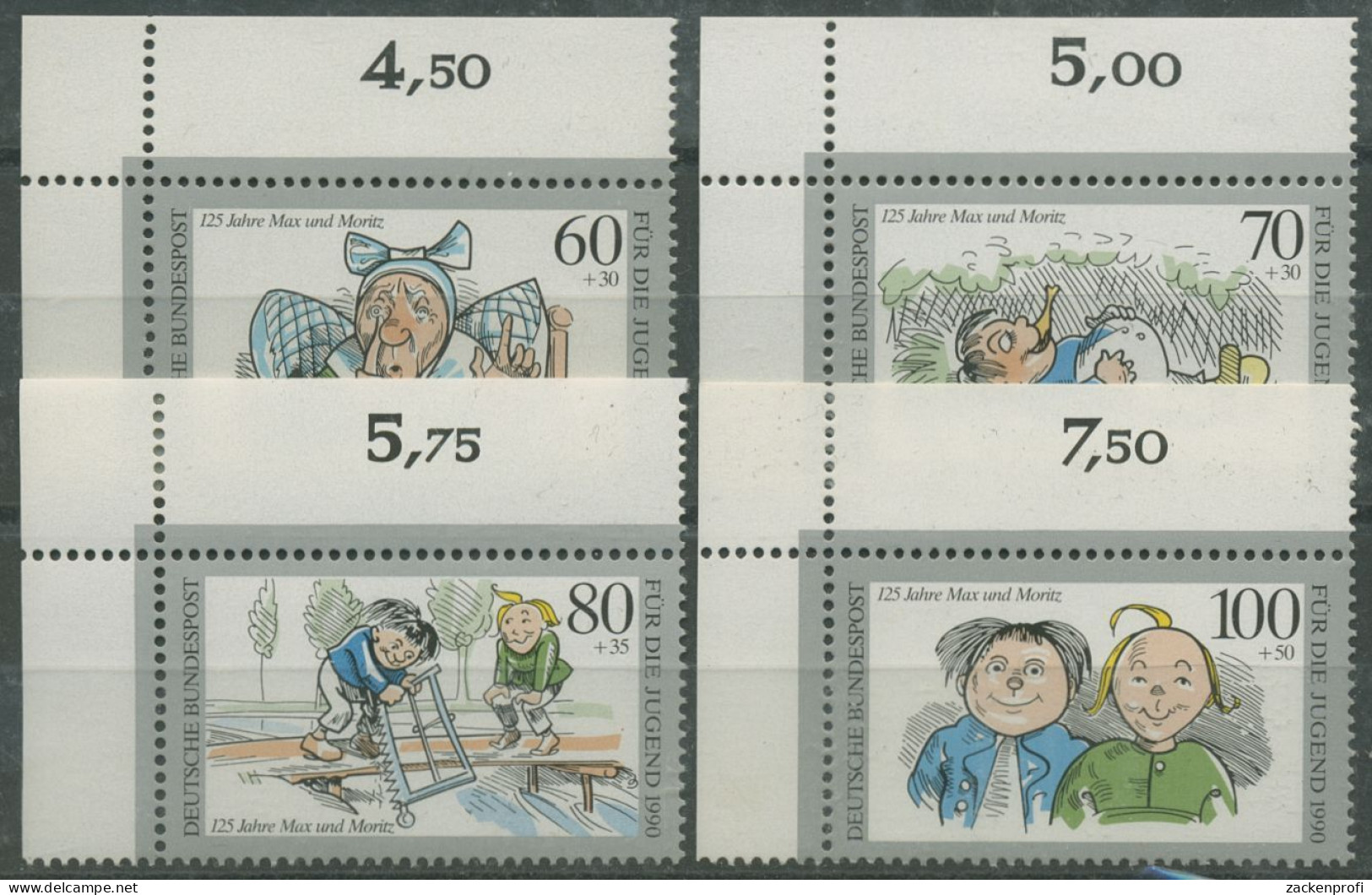 Bund 1990 Wohlfahrt: Max Und Moritz 1455/58 Ecke 1 Oben Links Postfrisch (E733) - Unused Stamps