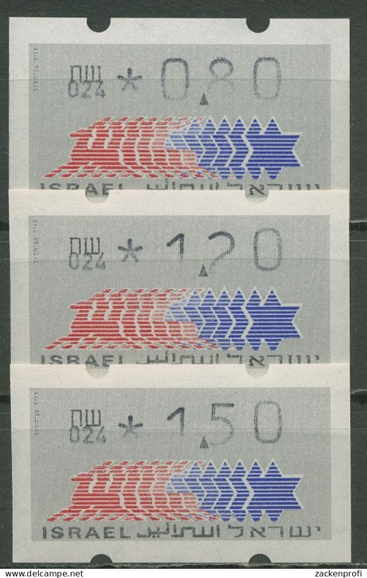 Israel ATM 1990 Hirsch Automat 024 Porto-Satz 3 Werte ATM 3.4.24 S 5 Postfrisch - Vignettes D'affranchissement (Frama)