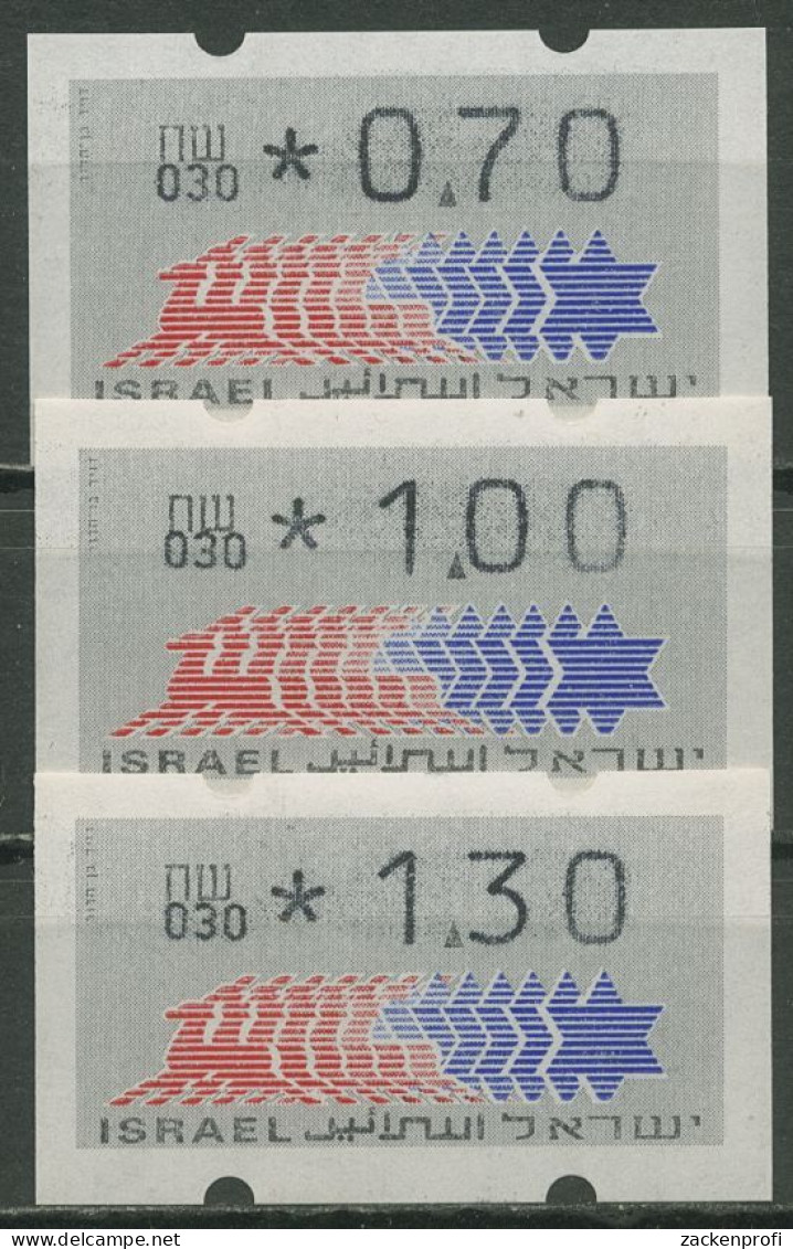 Israel ATM 1990 Hirsch Automat 030 Porto-Satz 3 Werte ATM 3.4.30 S 3 Postfrisch - Frankeervignetten (Frama)