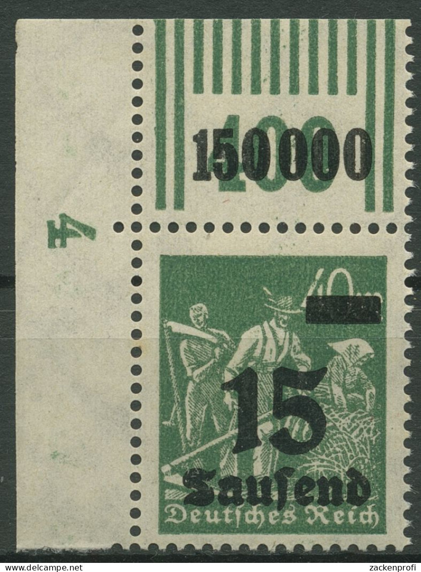 Dt. Reich 1923 Mit Aufdruck Walze Oberrand 279 B W OR 2'9'2 Ecke 1 Postfrisch - Unused Stamps
