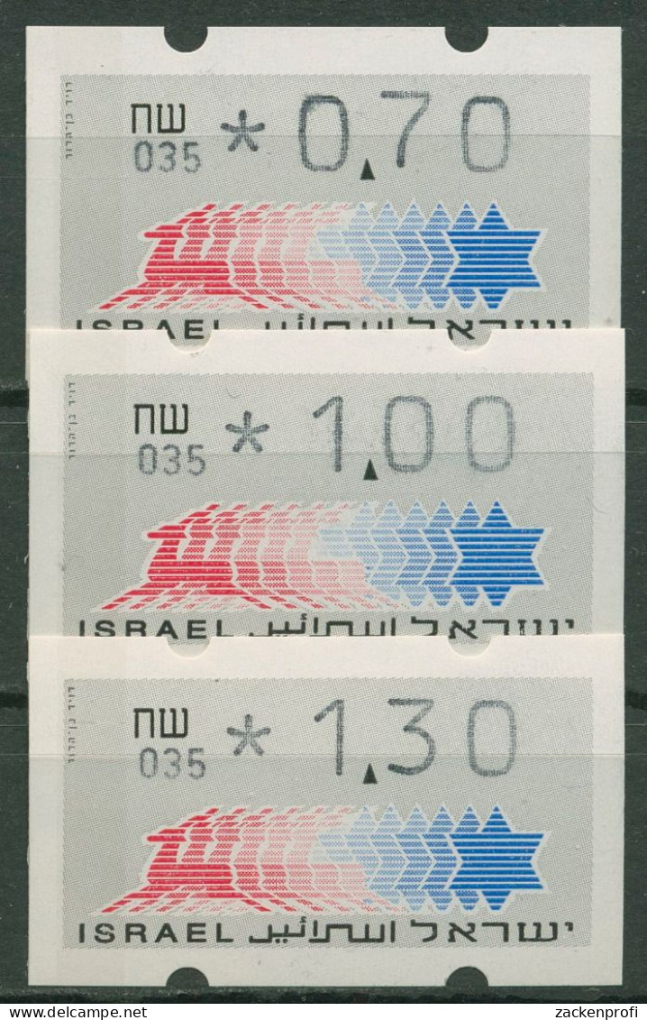 Israel ATM 1990 Hirsch Automat 035 Porto-Satz 3 Werte ATM 3.5.35 S 3 Postfrisch - Viñetas De Franqueo (Frama)