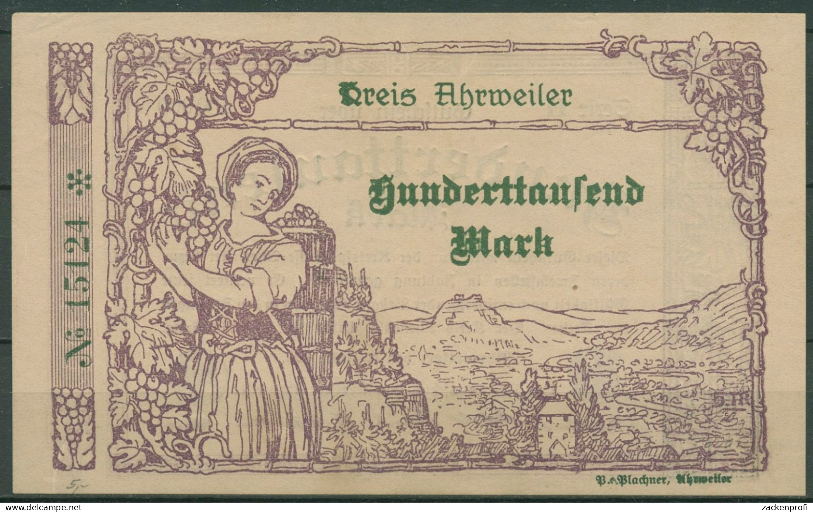 Ahrweiler 100000 Mark 1923, Keller 28 A.25, Leicht Gebraucht (K1654) - Altri & Non Classificati