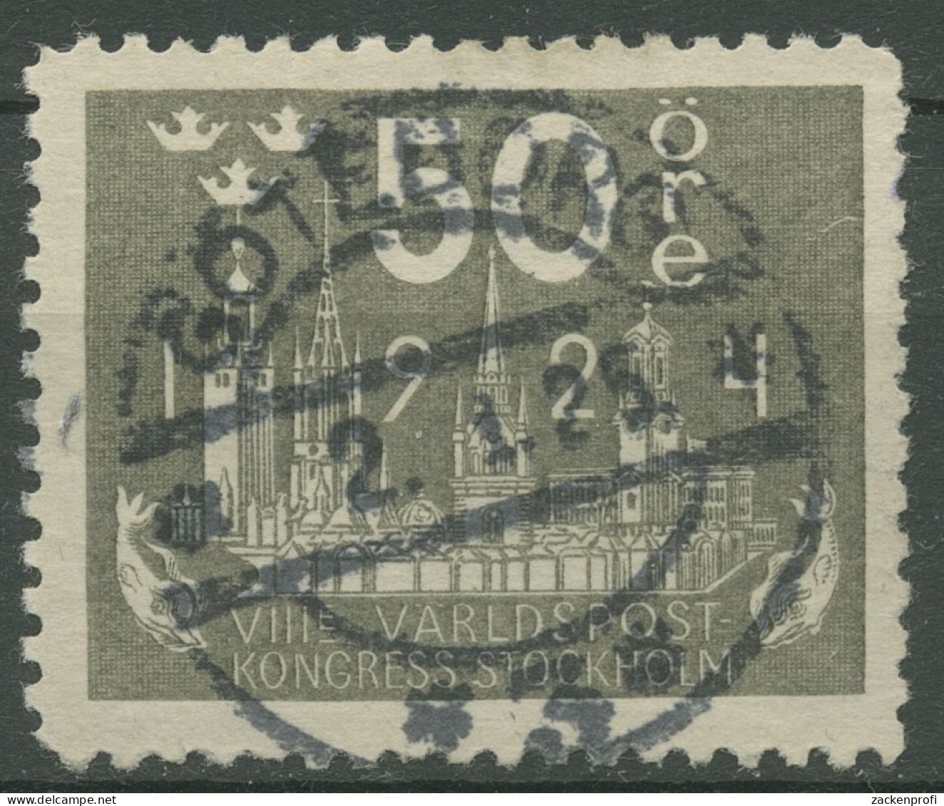 Schweden 1924 Weltpostkongress Stockholm Kirchtürme 153 Gestempelt, Tintenspur - Used Stamps