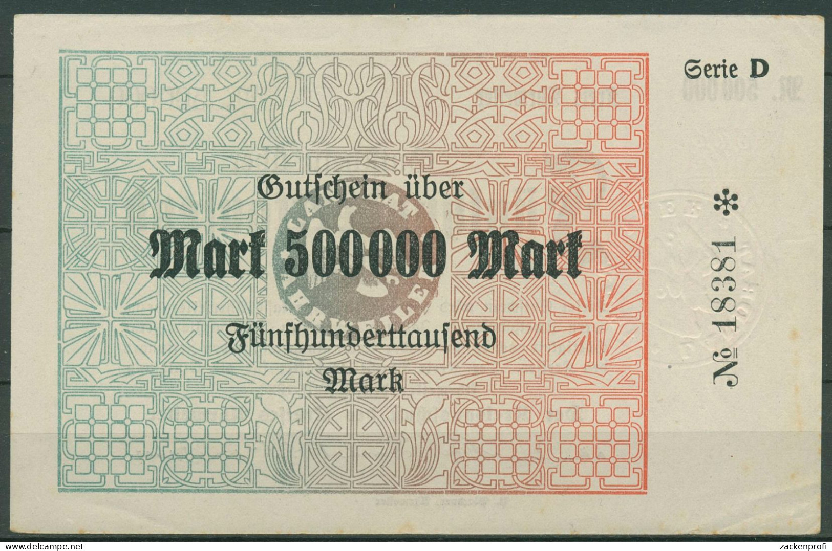 Ahrweiler 500000 Mark 1923, Keller 28 A.36, Leicht Gebraucht (K1653) - Autres & Non Classés