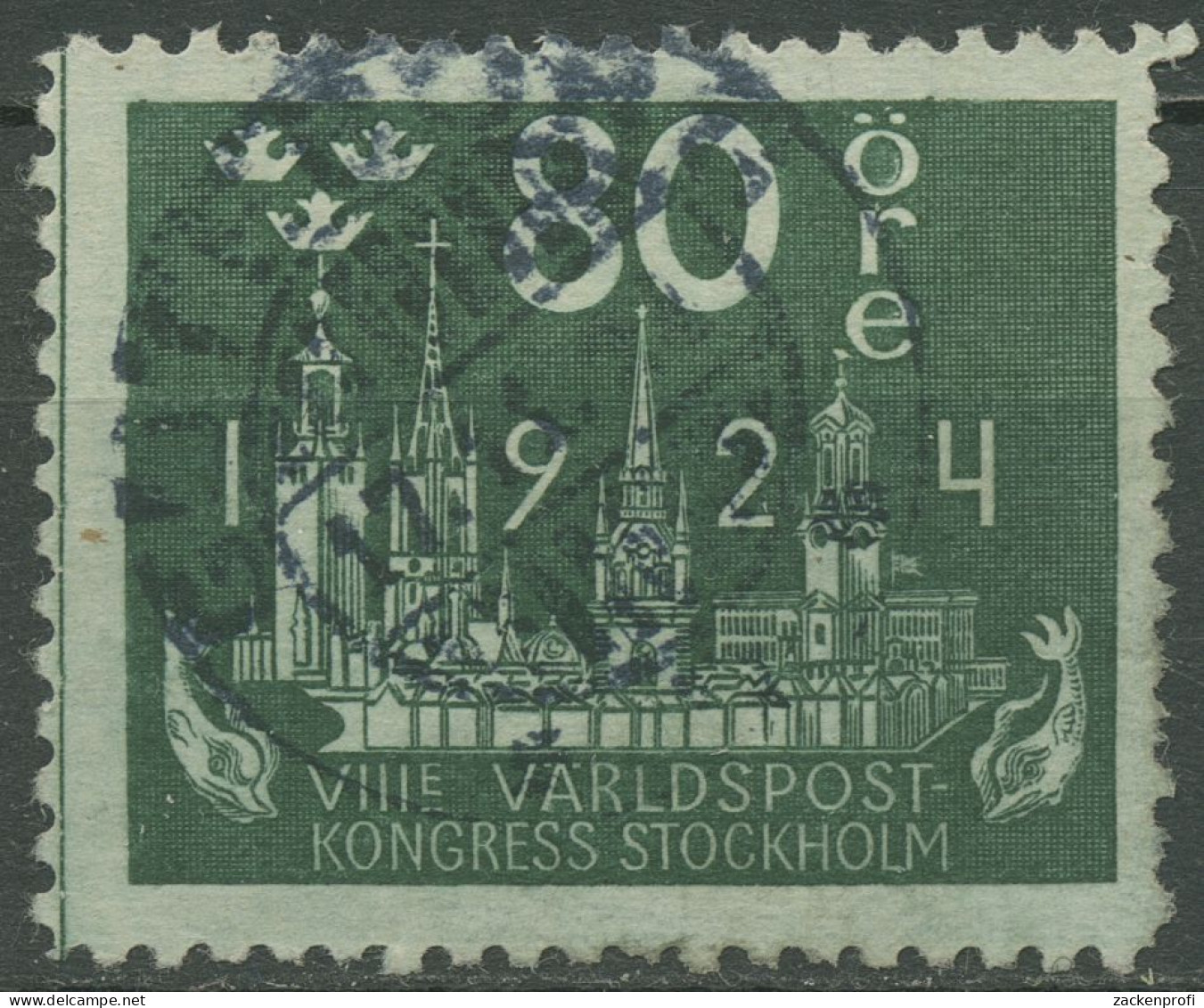 Schweden 1924 Weltpostkongress Stockholm Kirchtürme 155 Gestempelt, Kl. Fehler - Used Stamps
