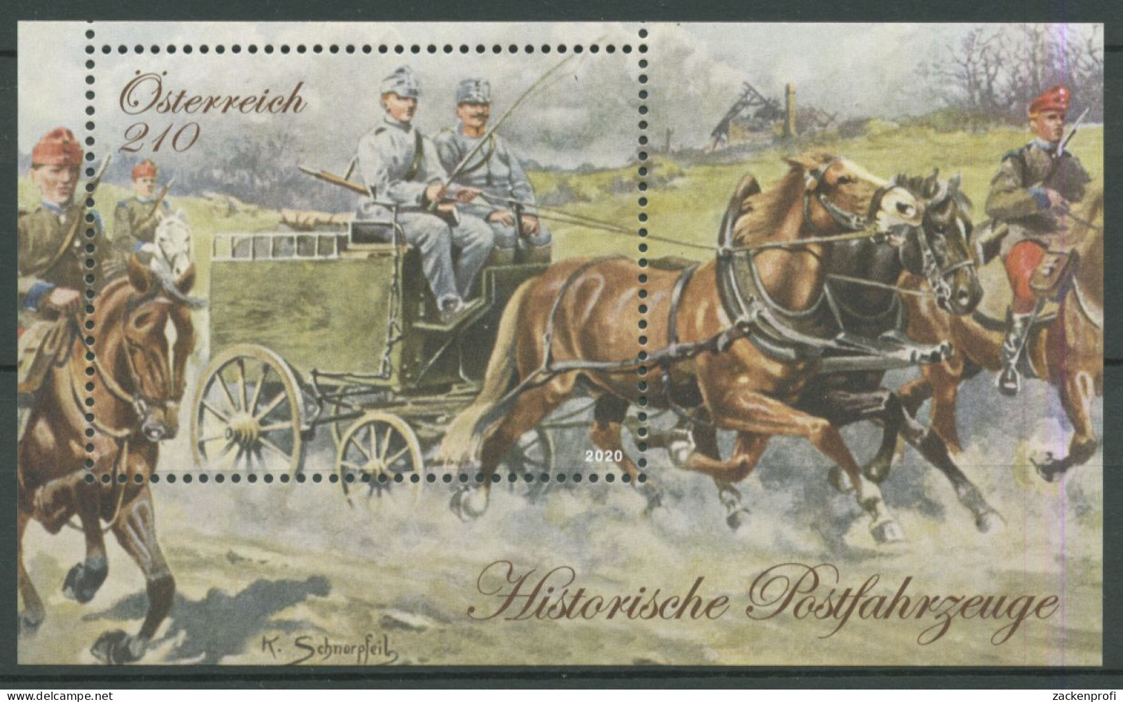 Österreich 2020 Postfahrzeuge Postkutsche Block 117 Postfrisch (C63230) - Blocks & Sheetlets & Panes