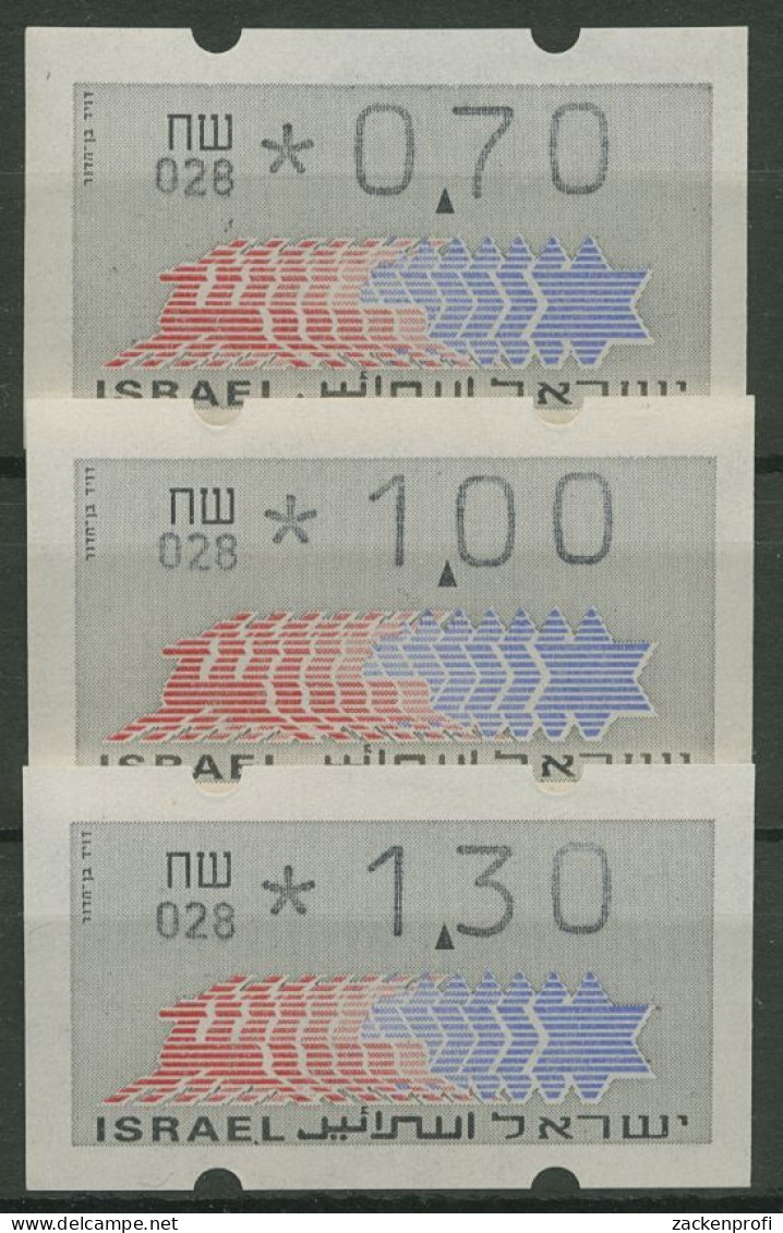 Israel ATM 1990 Hirsch Automat 028 Porto-Satz 3 Werte ATM 3.3.28 S 3 Postfrisch - Viñetas De Franqueo (Frama)