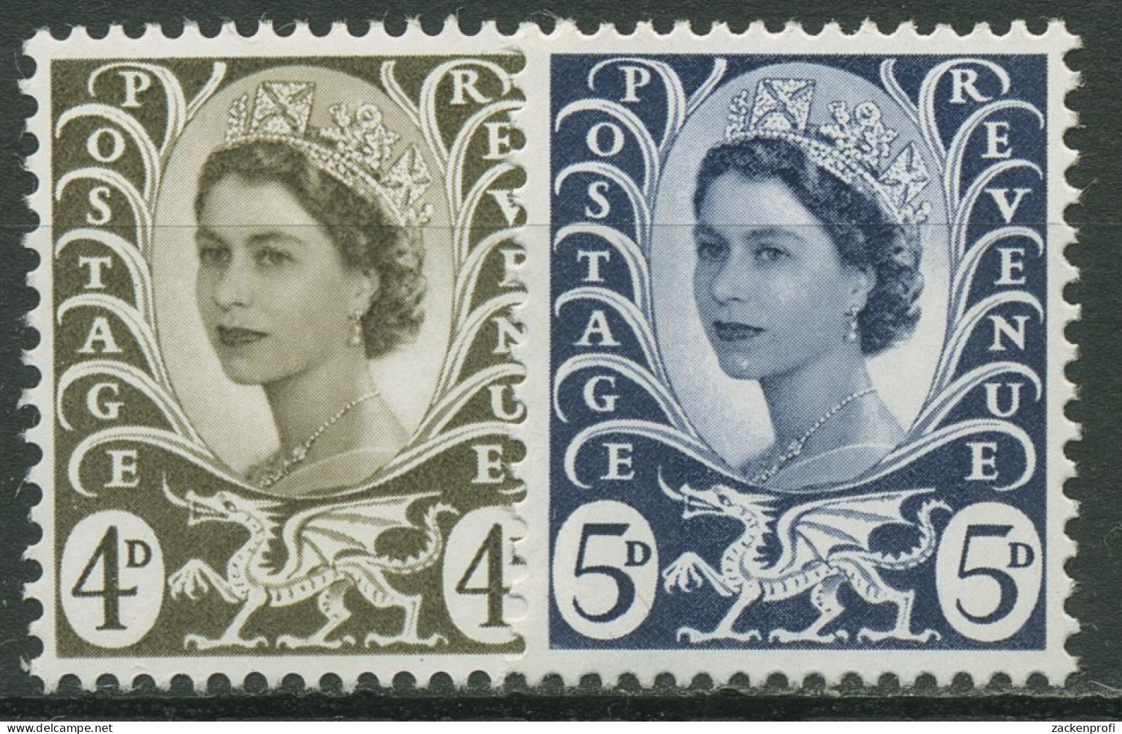 Großbritannien-Wales 1968 Königin Elisabeth II. 9/10 Postfrisch - Gales
