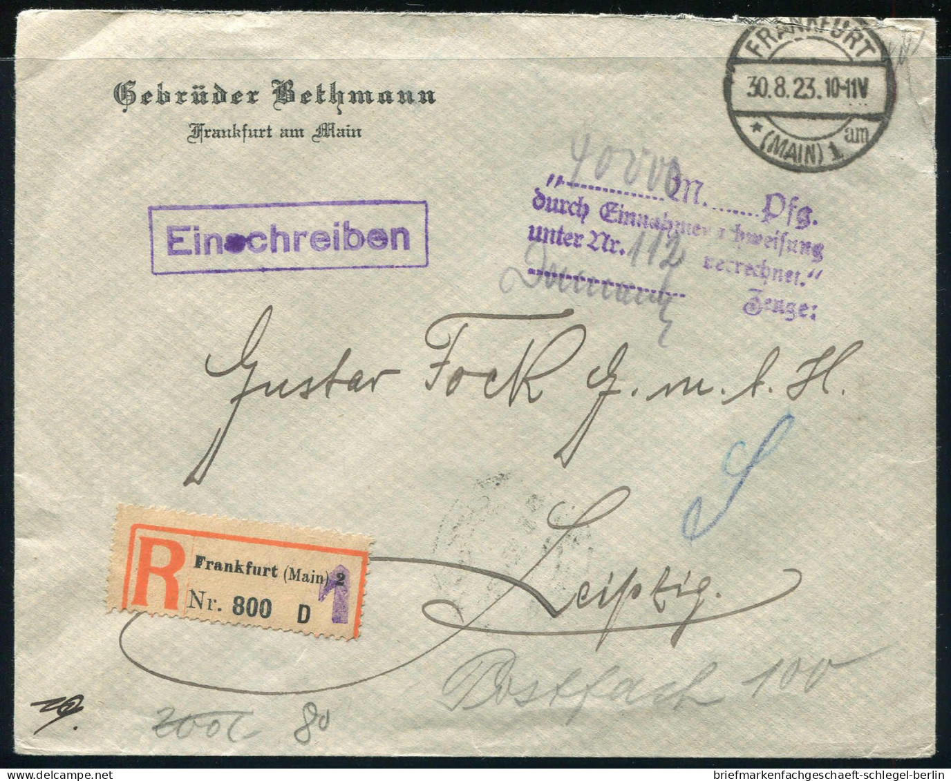 Deutsches Reich, 1923, Brief - Sonstige & Ohne Zuordnung
