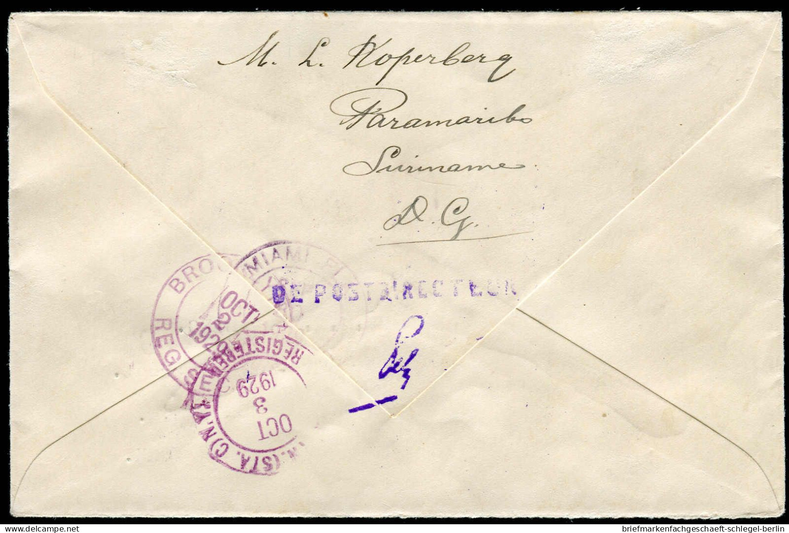 Surinam, 1929, 102, 138,139,141,142, Brief - Suriname