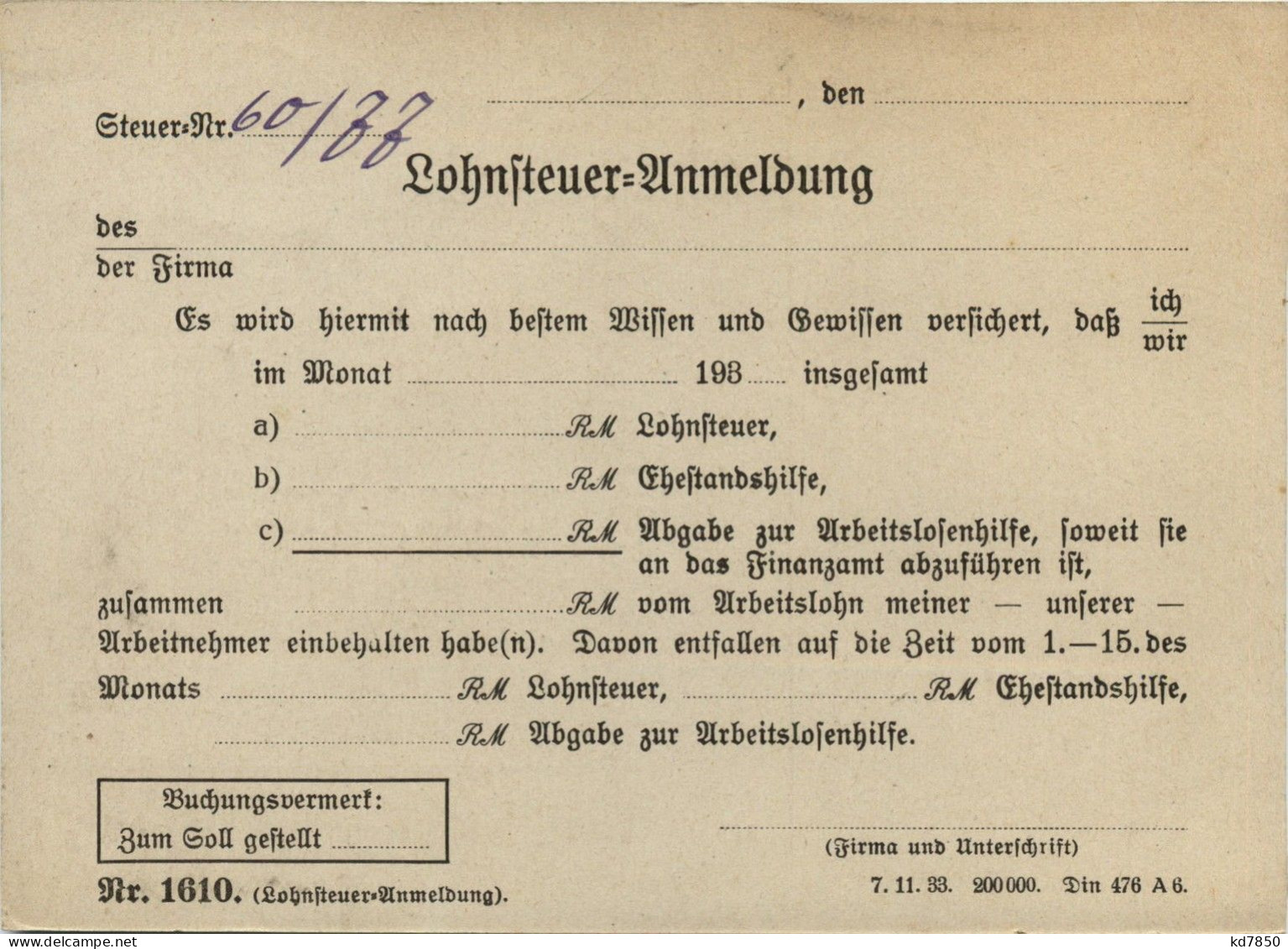 Arnstadt/Thür. - Karte Finanzamt - Lohnsteuer-Anmeldung - Arnstadt