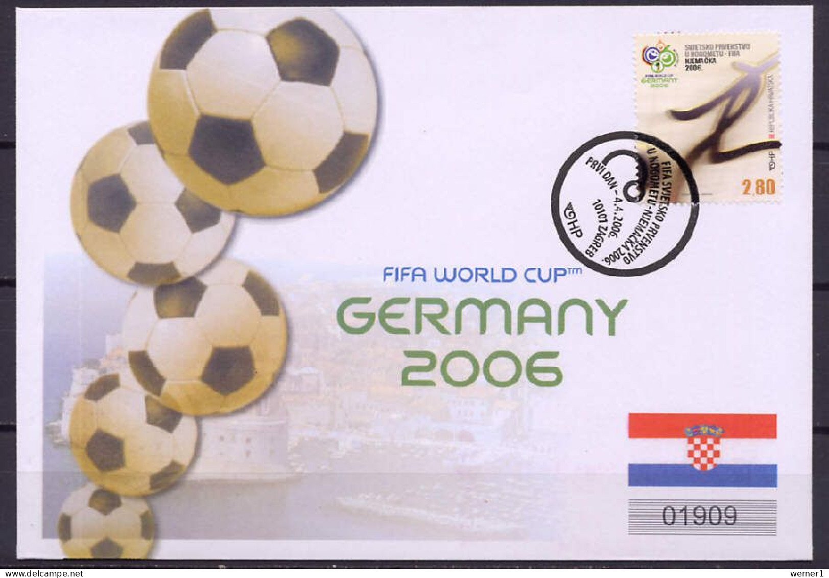 Croatia 2006 Football Soccer World Cup Stamp On FDC - 2006 – Germania