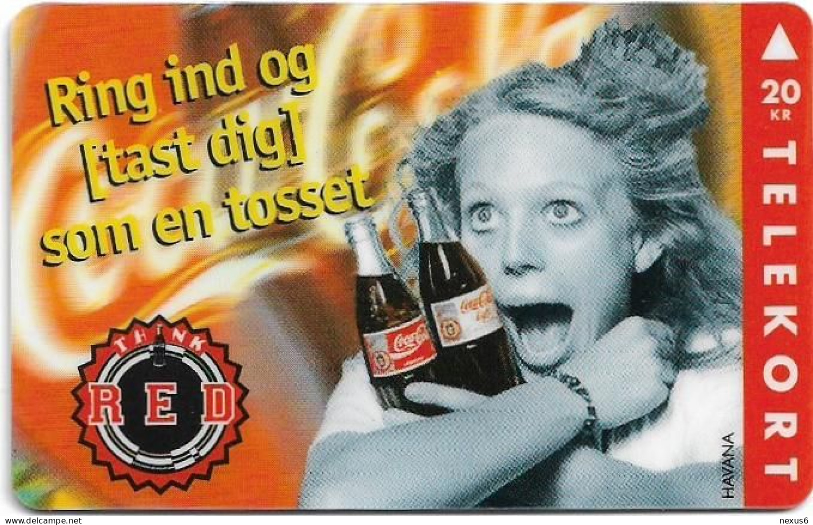 Denmark - KTAS - Coca Cola Think Red - TDKP178 - 11.1995, 20kr, 3.000ex, Used - Danemark