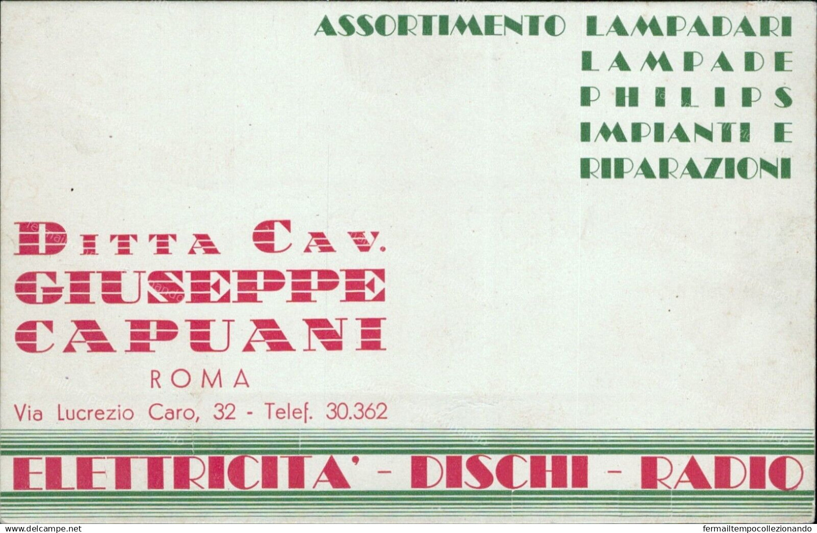 Bu608 Cartolina Commerciale Roma Ditta Cavalier Giuseppe Capuani - Altri & Non Classificati