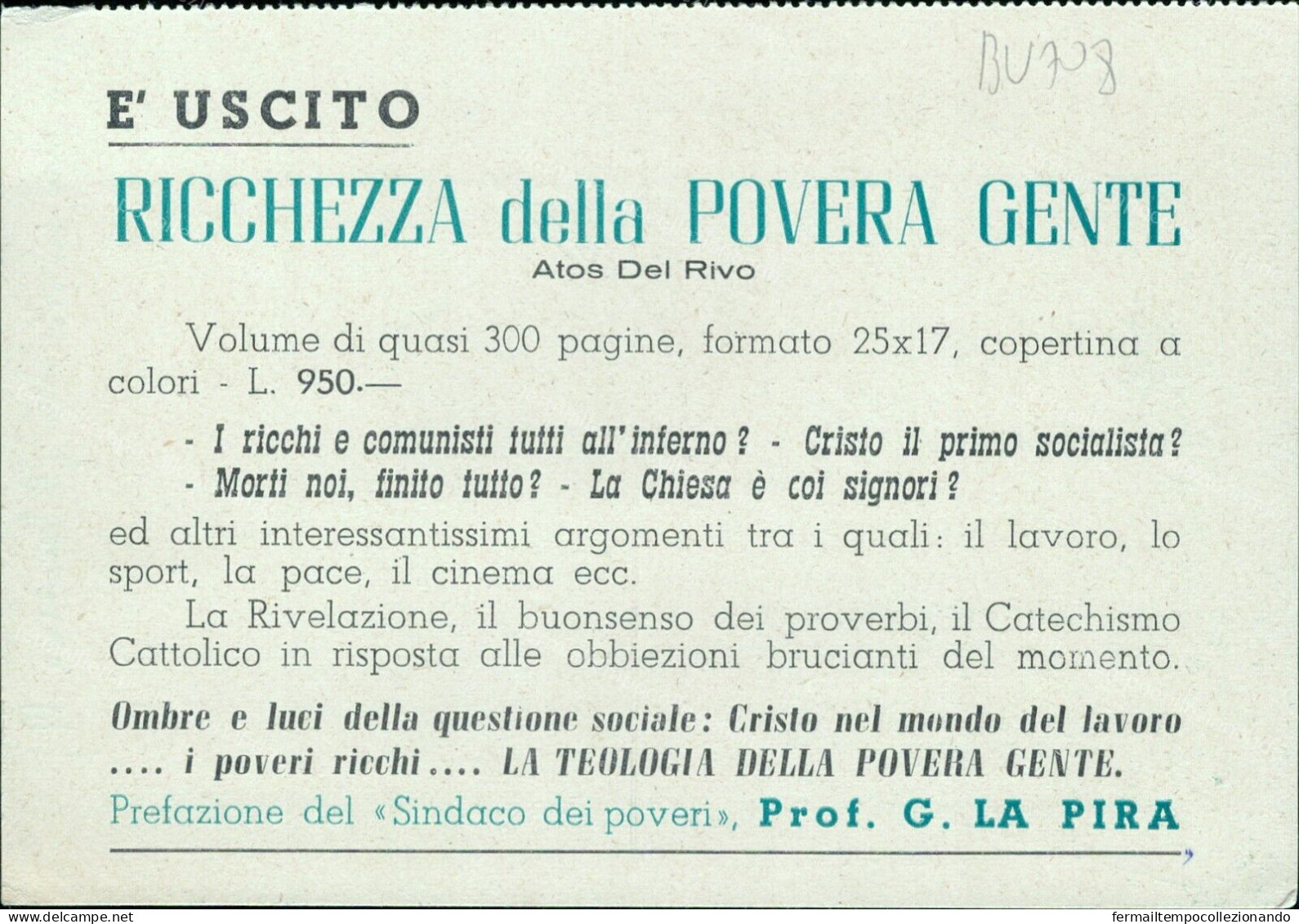 Bu708 Cartolina Pubblicitaria Ricchezze Della Povera Gente Atos Del Rivo - Milano (Milan)
