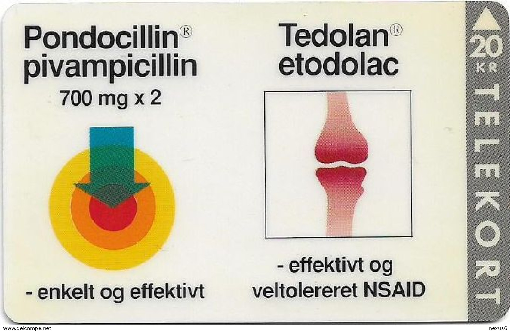 Denmark - KTAS - Medical Card, Pondocillin - TDKP006 - 09.1992, 20kr, 1.000ex, Used - Denemarken