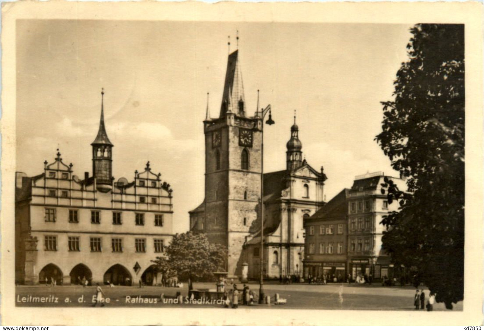 Leitmeritz An Der Elbe - Rathaus Und Stadtkirche - Bohemen En Moravië