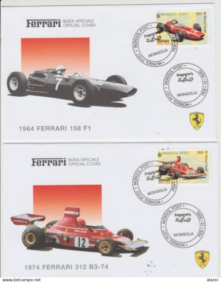 Mongol Post 12/02/2000-FDC-Enzo Ferrari-AUTOMOBILES FERRARI-SERIE DE 6 VALEURS-TBE--AUTOMOB - Cars