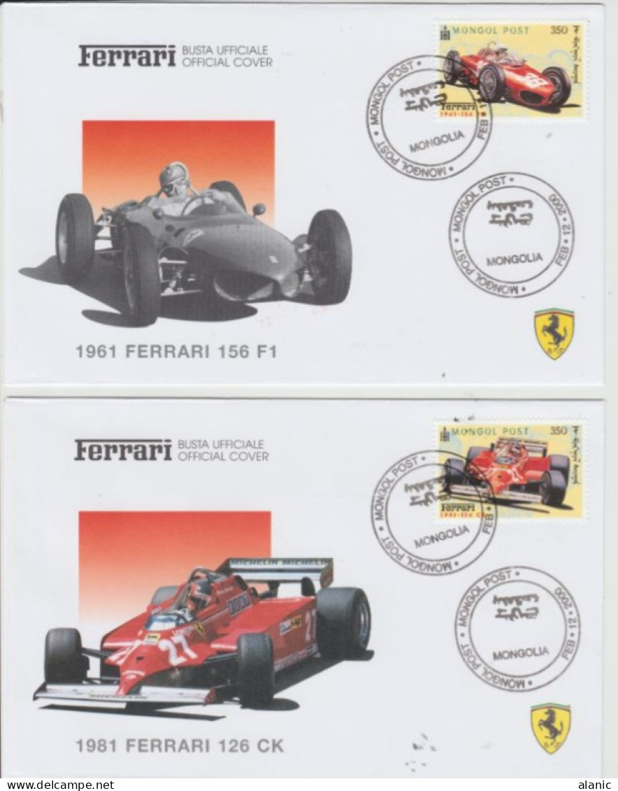 Mongol Post 12/02/2000-FDC-Enzo Ferrari-AUTOMOBILES FERRARI-SERIE DE 6 VALEURS-TBE--AUTOMOB - Autos