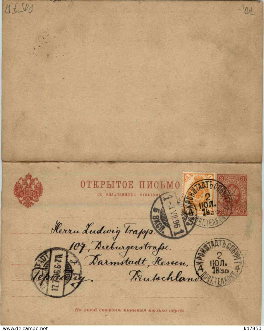 Ganzsache Russland Mit Antwortteil 1896 - Enteros Postales