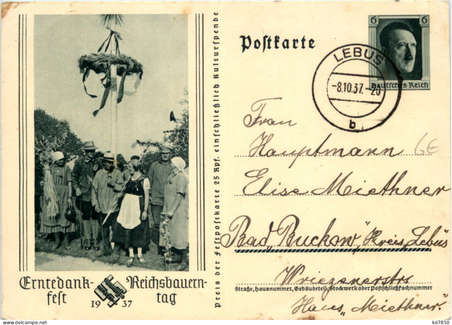 Erntedankfest - Reichsbauerntag 1937 - Ganzsache - War 1939-45