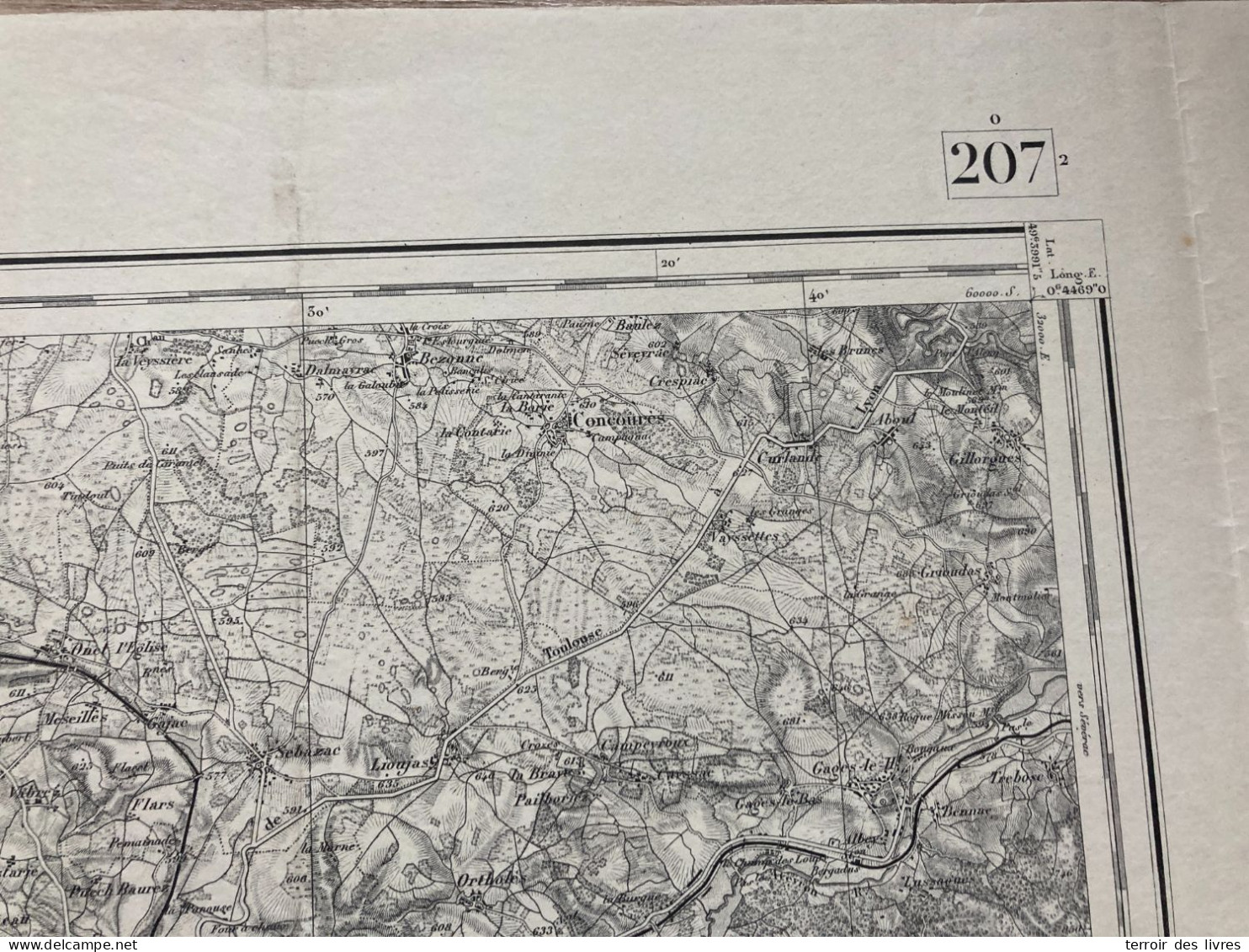 Carte état Major RODEZ 1893 35x54cm ONET LE CHATEAU DRUELLE SEBAZAC-CONCOURES RODEZ QUATRE-SAISONS SALLES-LA-SOURCE OLEM - Carte Geographique