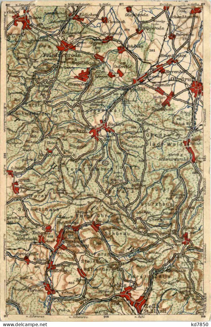 Dietharz Schönau Friedrichroda - Landkarte Map - Gotha