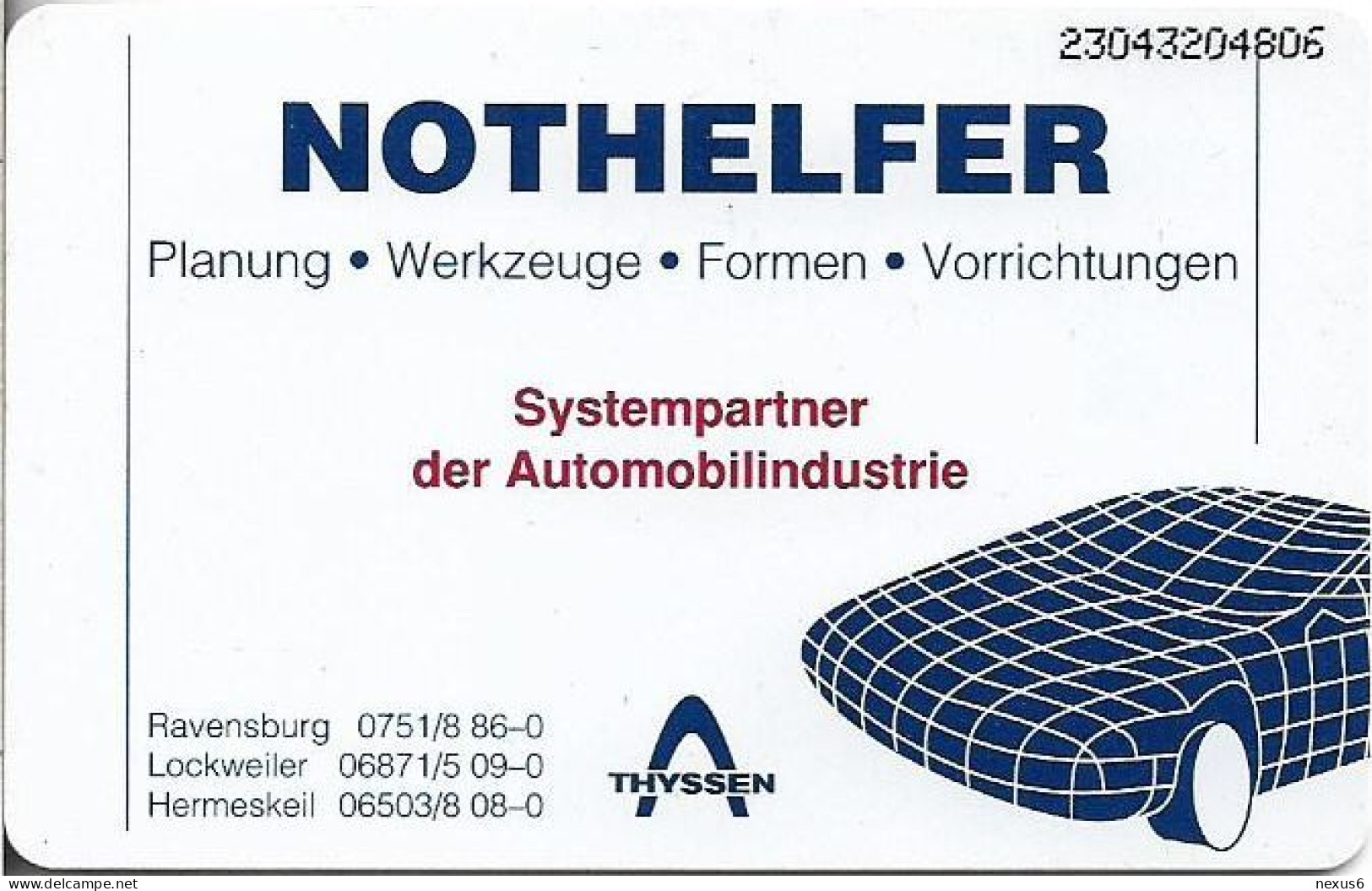 Germany - Thyssen, Nothelfer - O 0729 - 04.1993, 12DM, 3.000ex, Used - O-Series : Séries Client