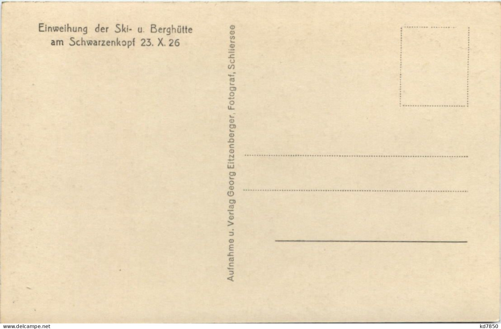 Ski Und Berghütte Am Schwarzenkopf 1926 - Schliersee