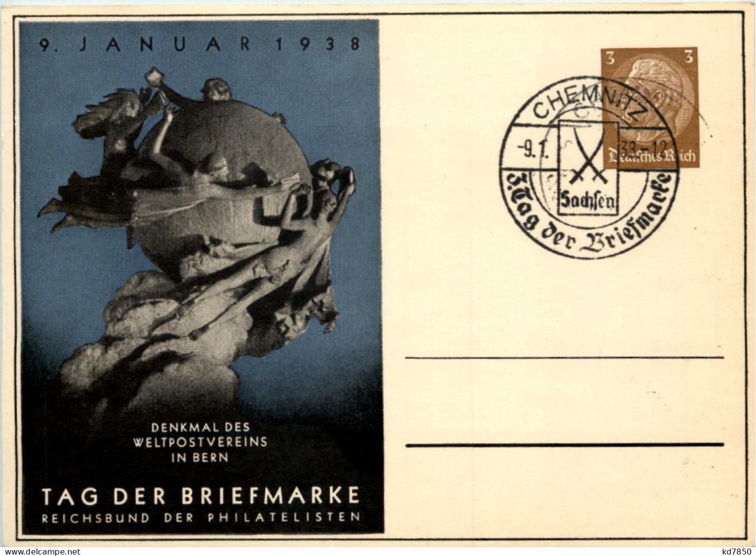 Tag Der Briefmarke 1938 - Ganzsache PP122 C75 Mit SST Chemnitz - Other & Unclassified