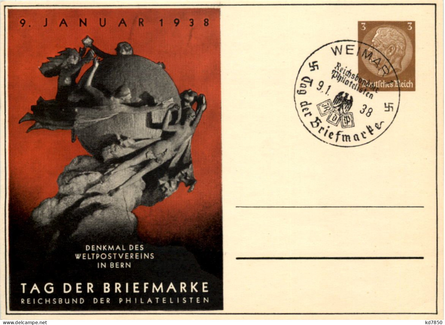 Tag Der Briefmarke 1938 - Ganzsache PP122 C75 Mit SST Weimar - Autres & Non Classés