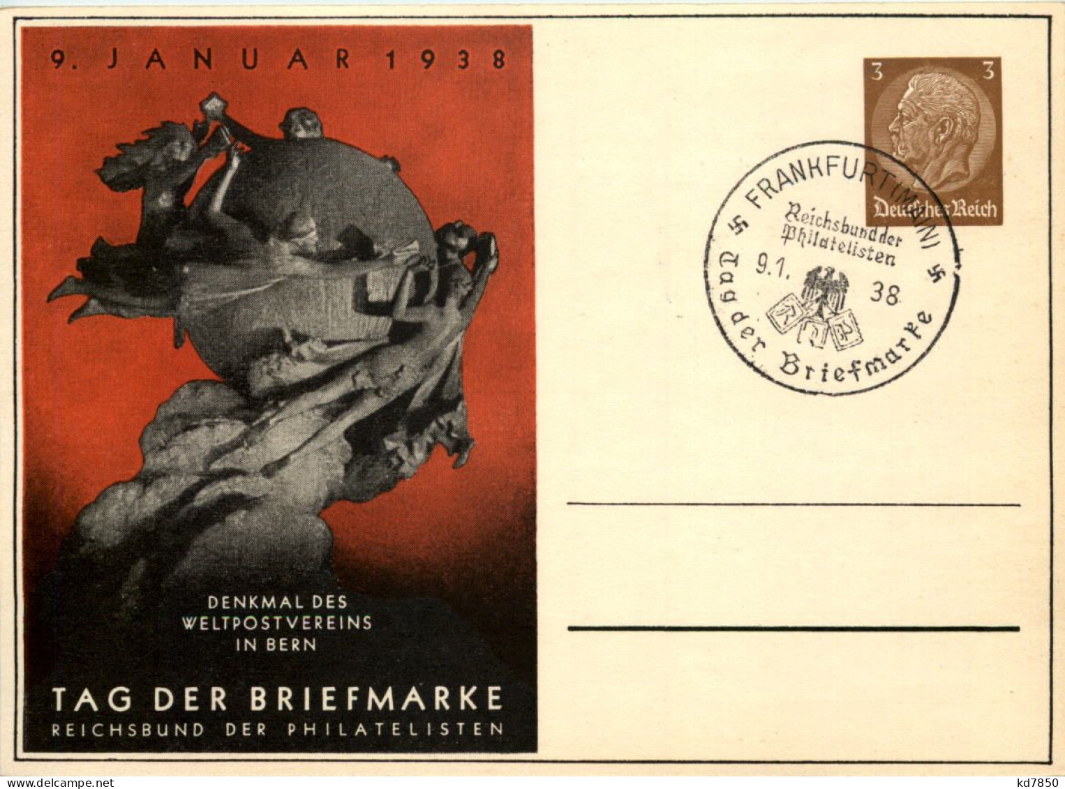 Tag Der Briefmarke 1938 - Ganzsache PP122 C75 Mit SST Frankfurt Main - Sonstige & Ohne Zuordnung