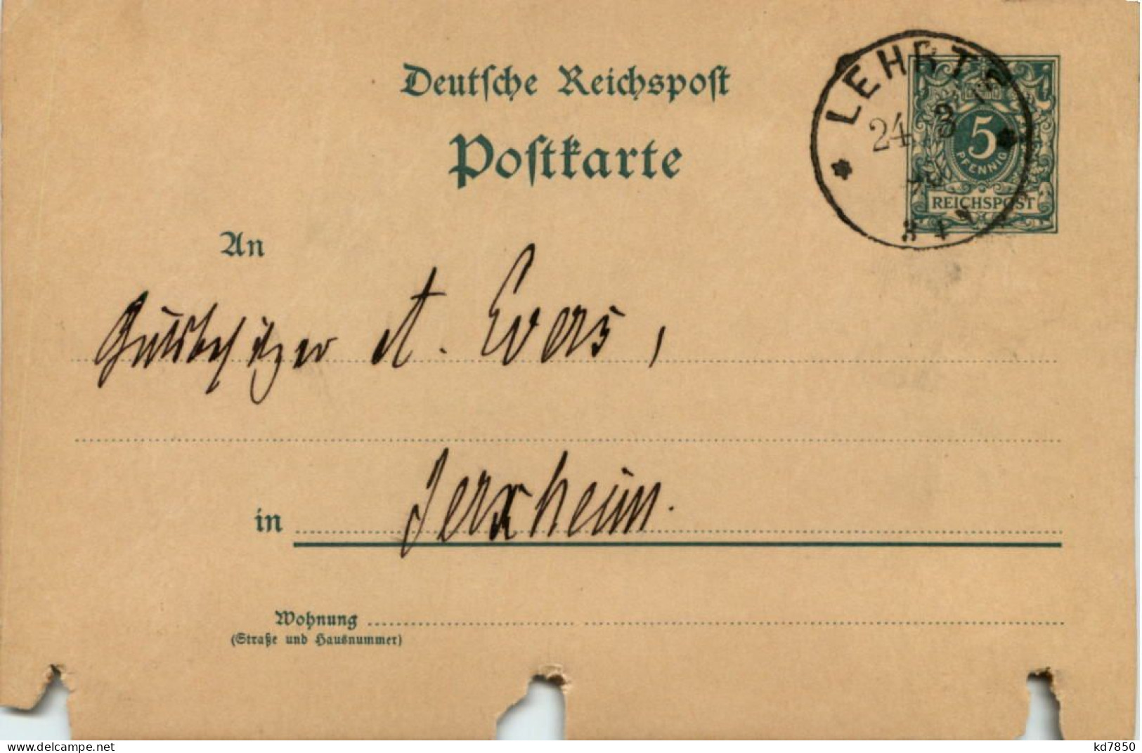 Ganzsache Lehrte 1890 - Hannover