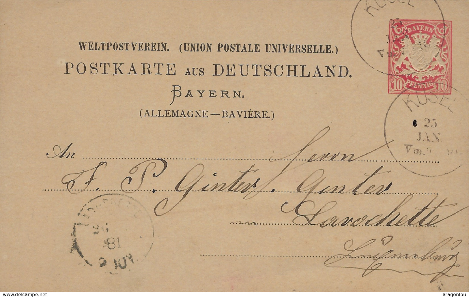 Luxembourg - Luxemburg -  Carte - Postale  1881  Adressiert An Herrn  Ginter - Ginter , Larochette - Stamped Stationery