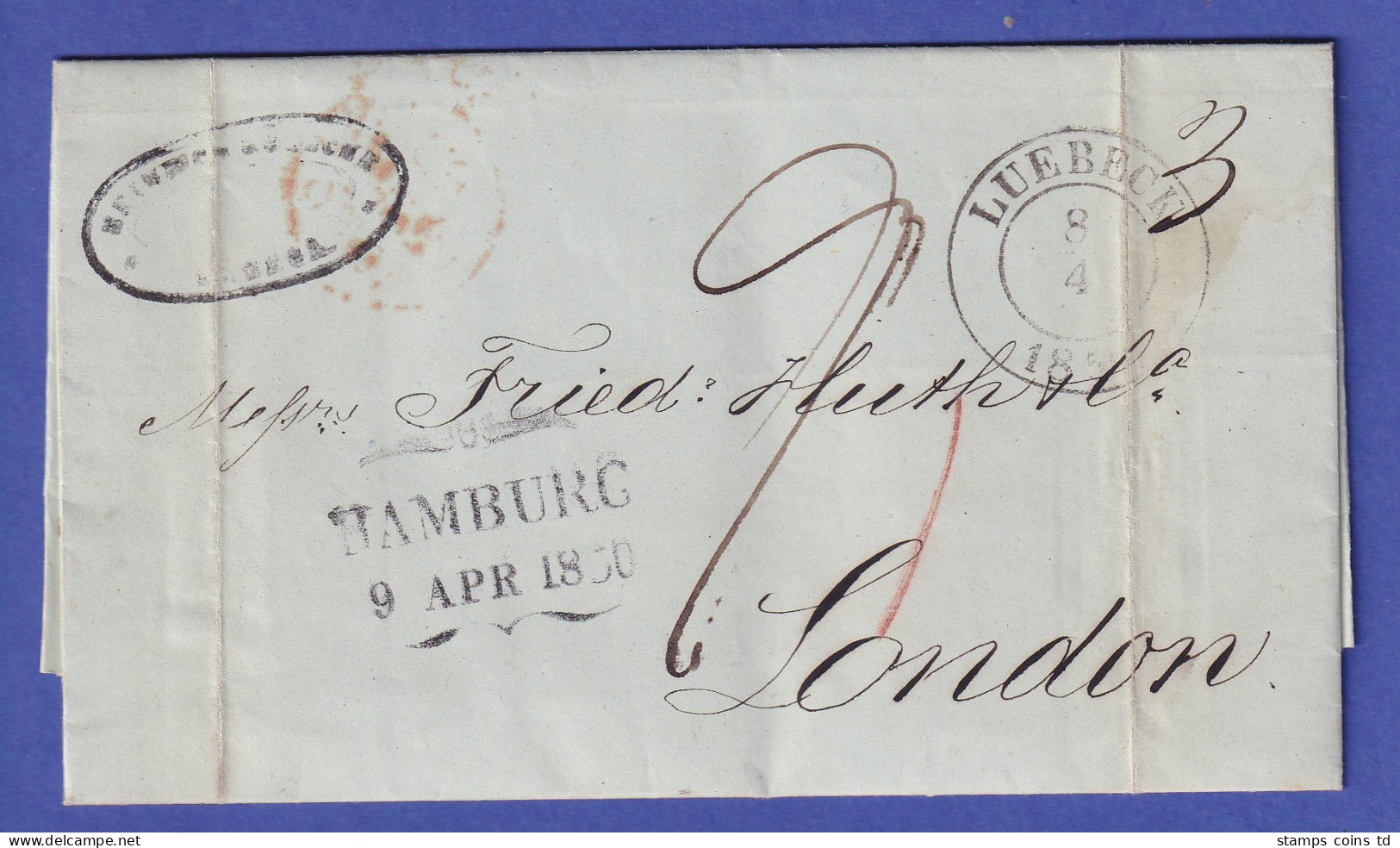 Vorphila-Brief Mit Zweikreis-O LÜBECK Gelaufen Nach London 1850 - Andere & Zonder Classificatie