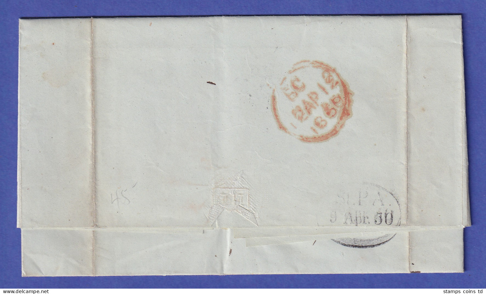 Vorphila-Brief Mit Zweikreis-O LÜBECK Gelaufen Nach London 1850 - Autres & Non Classés