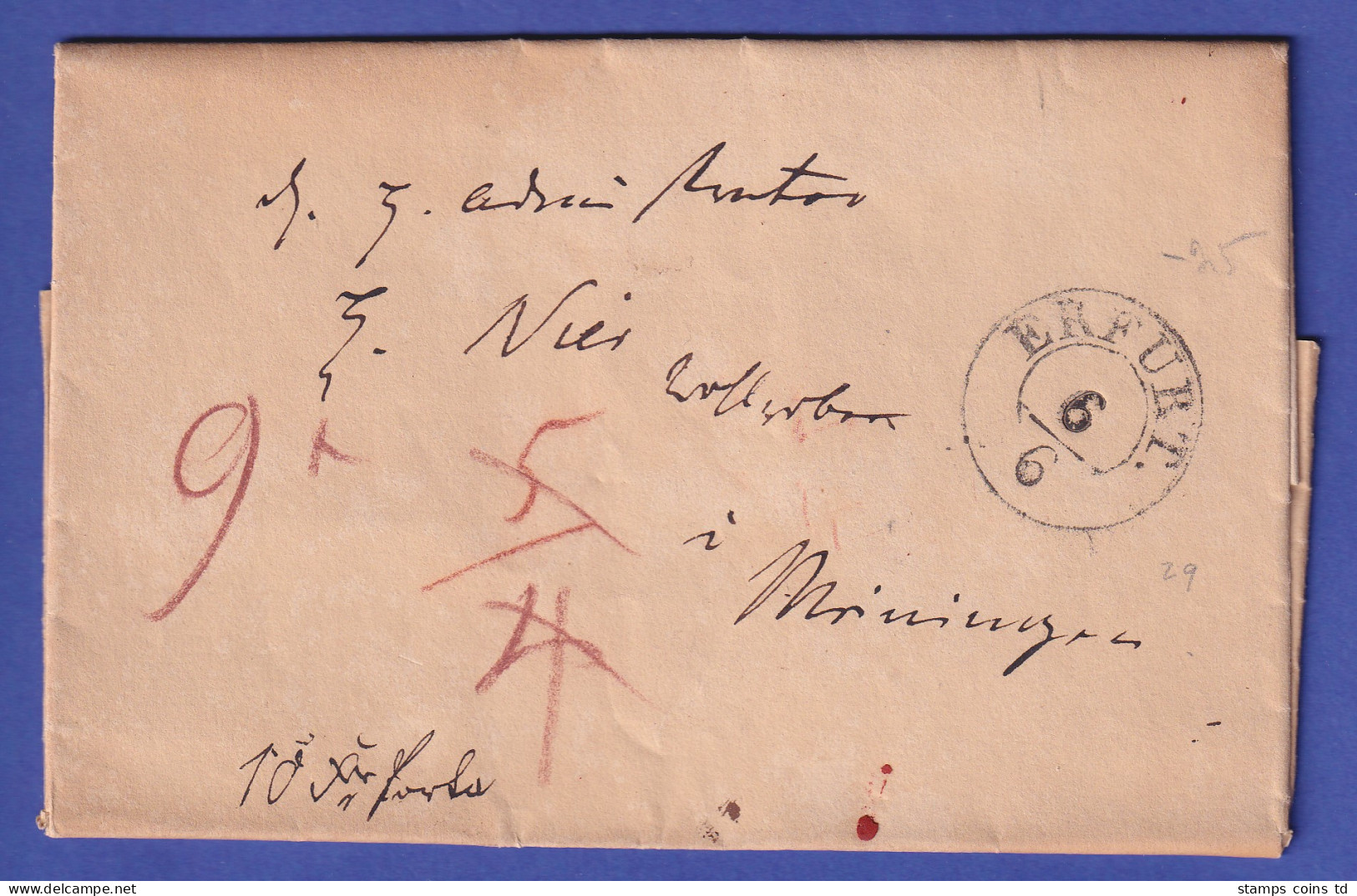Vorphila-Brief Mit Zweikreis-O ERFURT 1829 Gelaufen Nach Meiningen - Autres & Non Classés