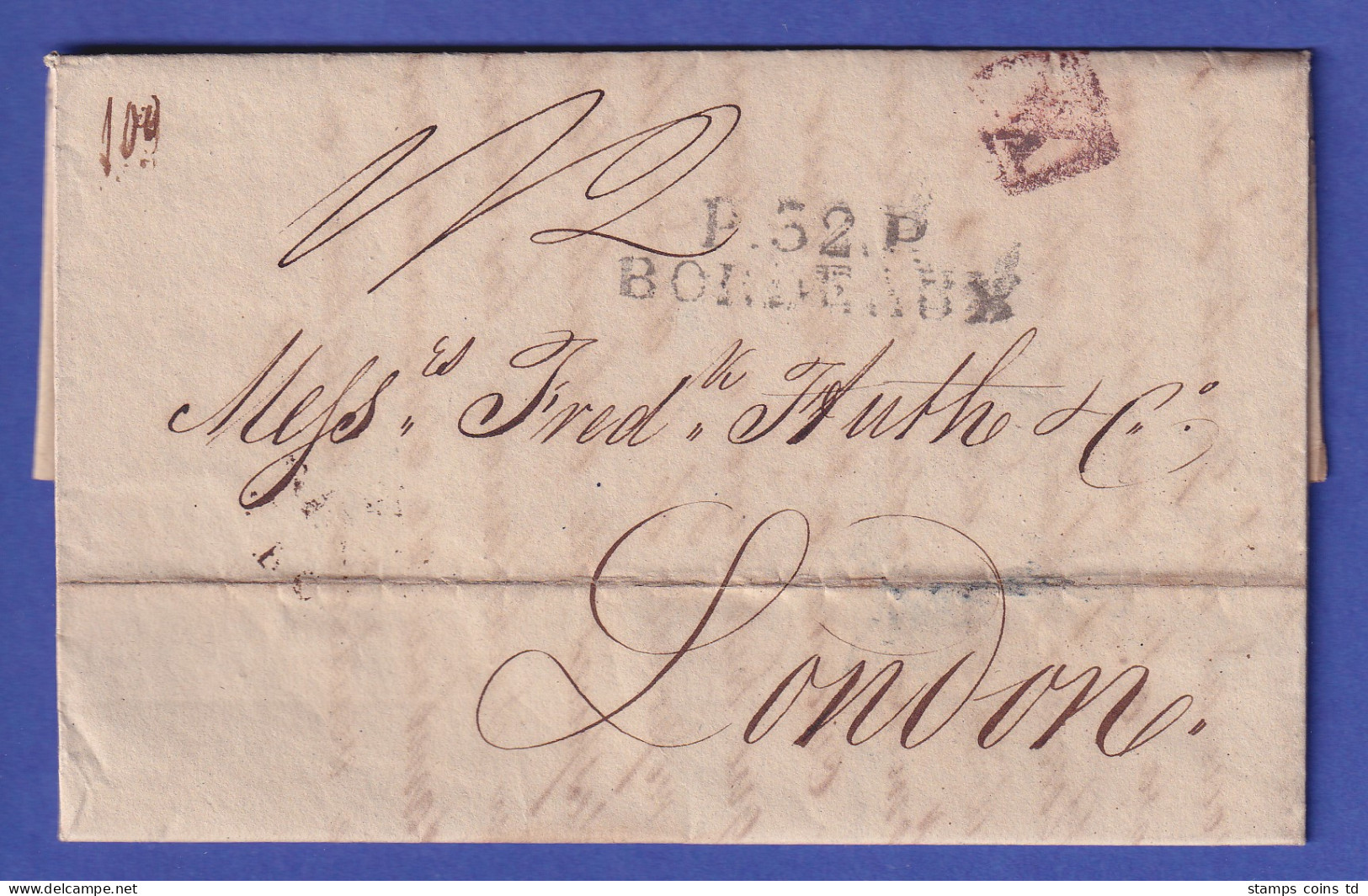Frankreich Vorphila-Brief Mit Zweizeiler BORDEAUX 1827 Nach London  - Europe (Other)