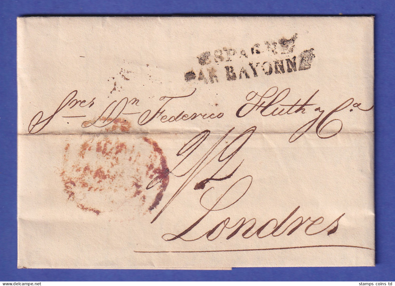 Spanien Vorphila-Brief Mit Zweizeiler ESPAGNE PAR BAYONNE 1821 - Europe (Other)