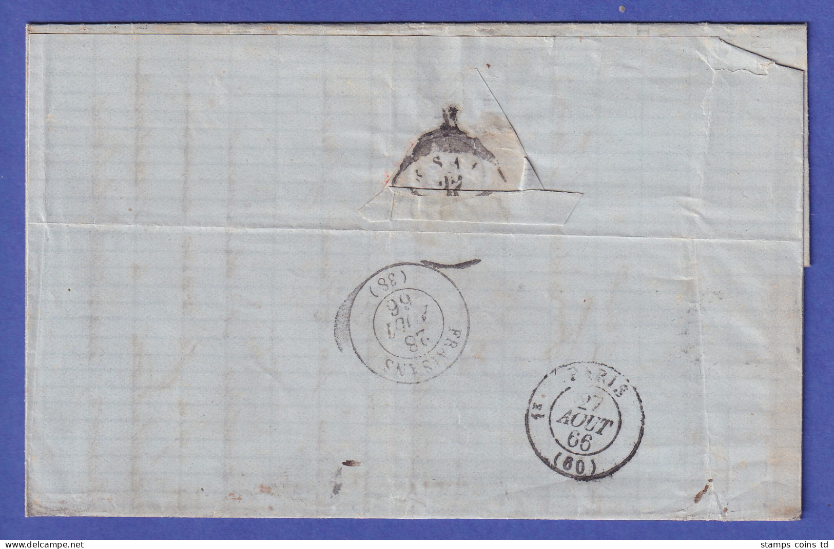 Spanien Brief Mit Zweikreis-O MADRID Und Beförderungs-O Nach Fraisans 1866 - Europe (Other)