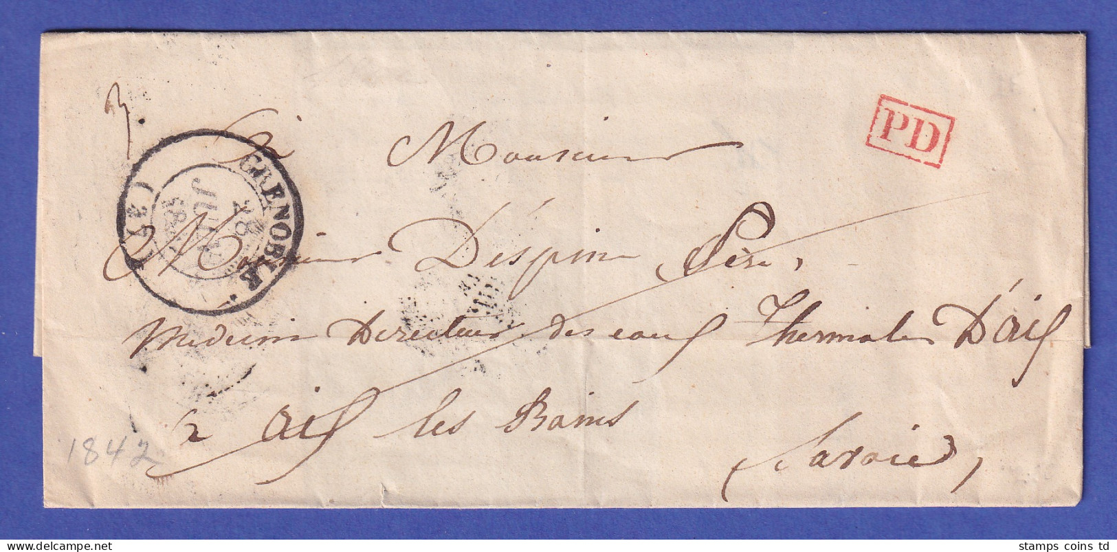 Frankreich Vorphila-Brief Mit Zweikreis-O GRENOBLE Nach Aix-les-Bains 1842 - Europe (Other)