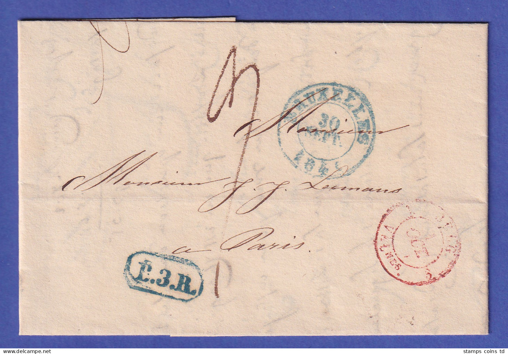 Belgien Vorphila-Brief Mit Zweikreis-O BRUXELLES 1840 Nach Paris - Autres - Europe