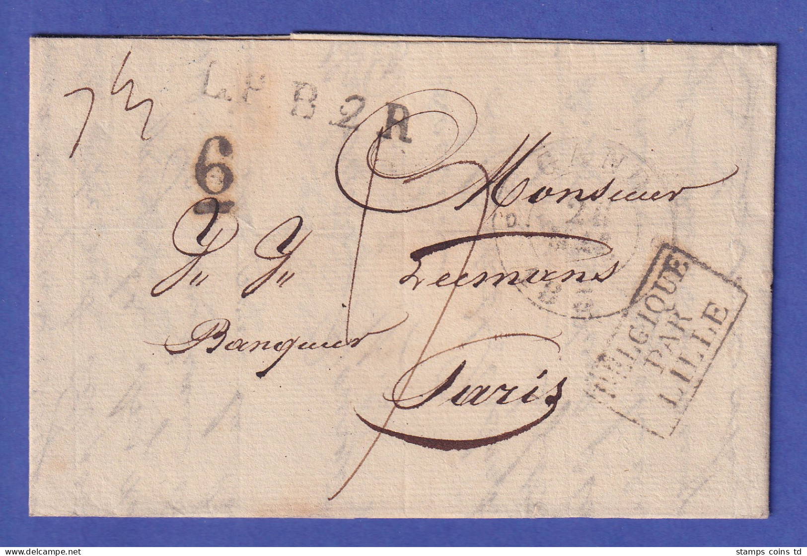 Belgien Vorphila-Brief Mit Zweikreis-O GAND 1835 Und Beförderungs-O Nach Paris - Europe (Other)