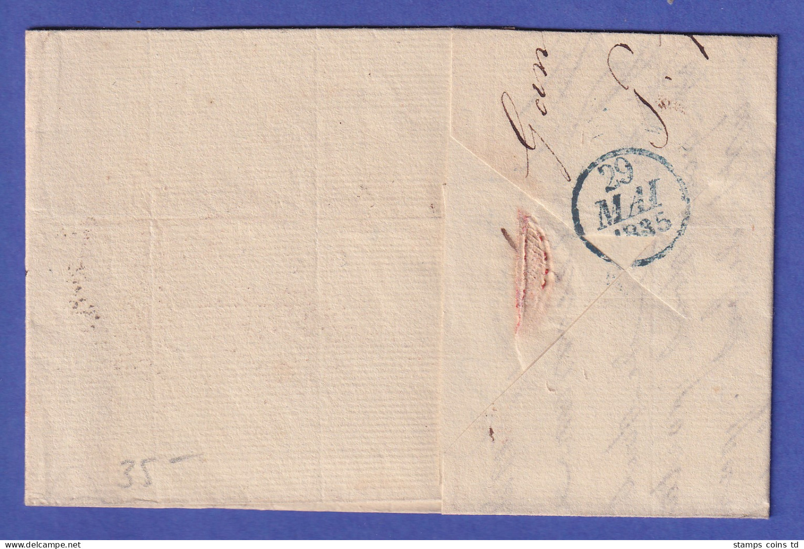 Belgien Vorphila-Brief Mit Zweikreis-O GAND 1835 Und Beförderungs-O Nach Paris - Europe (Other)